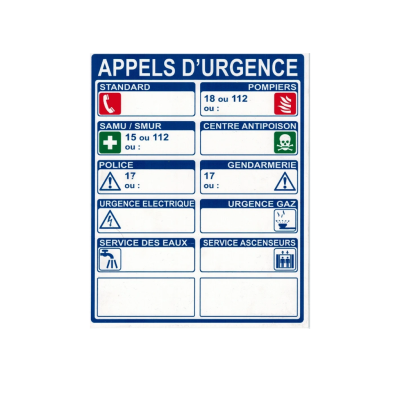 Panneau pour appel d'urgence