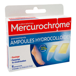 Pansements panachés hydrocolloïdes Mercurochrome en boîte de 6